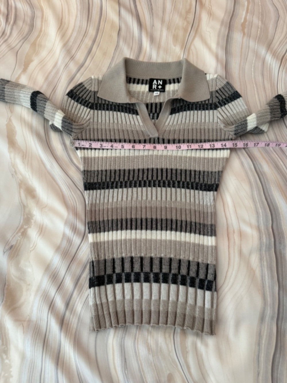 Women's Alp N Rock Luisa Polo Sweater Striped "Stone" Color Stretchy Sz XS $258 - Picture 10 of 14